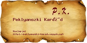 Peklyanszki Karád névjegykártya